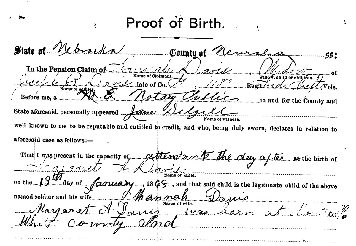 Davis proof of birth